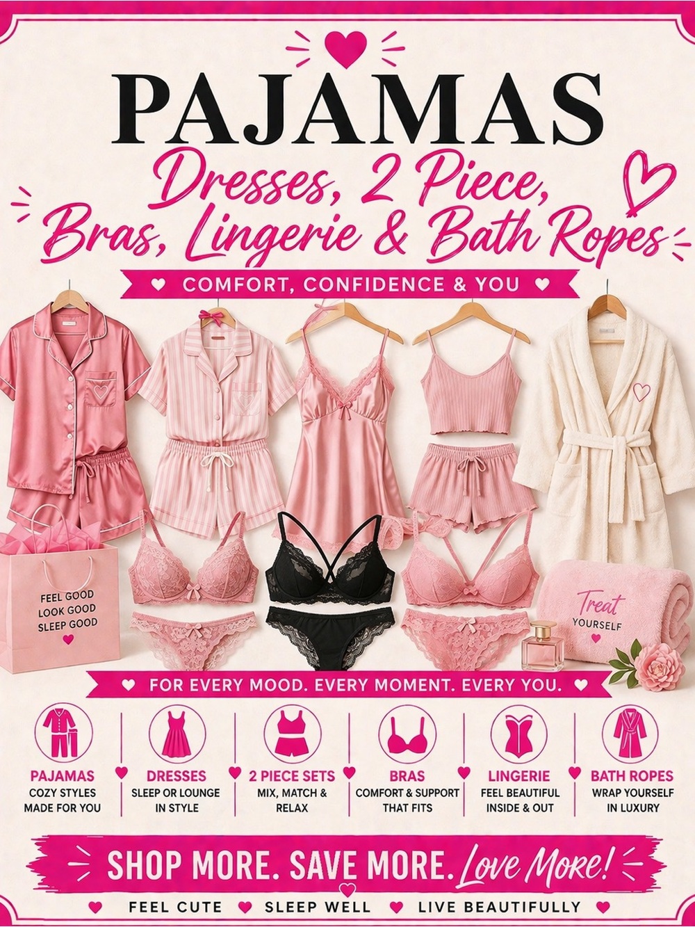 Women’s Pink Pajama & Lingerie Collection